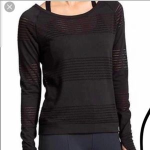 Athleta Limitless Mesh Pullover, Black, Small